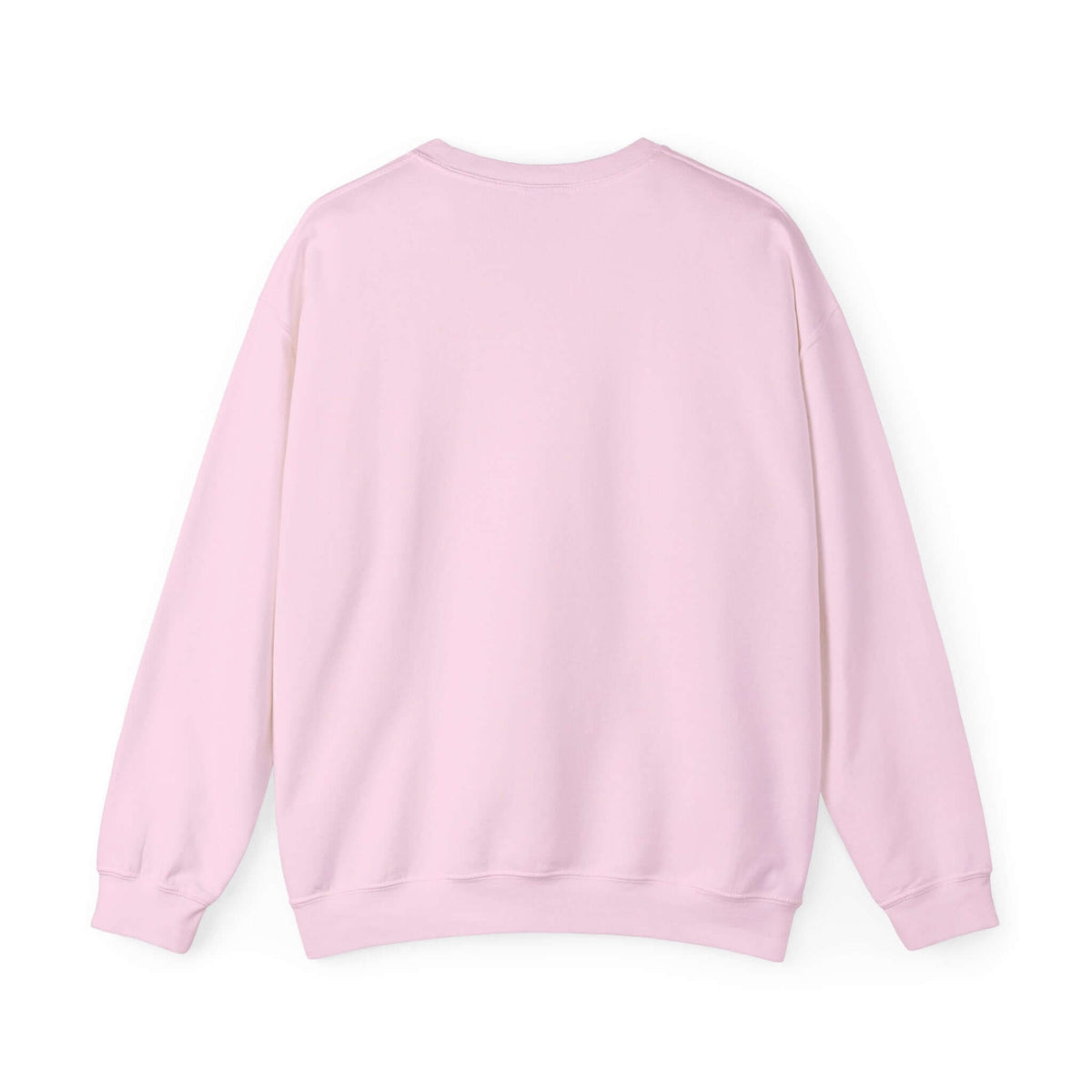 Light pink crewneck sweatshirt back view with long sleeves and soft fabric