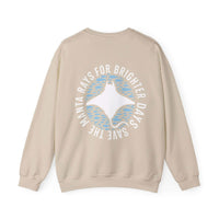 Save the Manta Rays Sand Graphic Sweatshirt - Beige, Crewneck, Gildan 18000, Support Conservation Efforts, Comfortable Fit