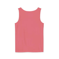 Watermelon pink tank top in 100% ringspun US cotton, medium fabric, relaxed fit, Comfort Colors 9360 style, back view.