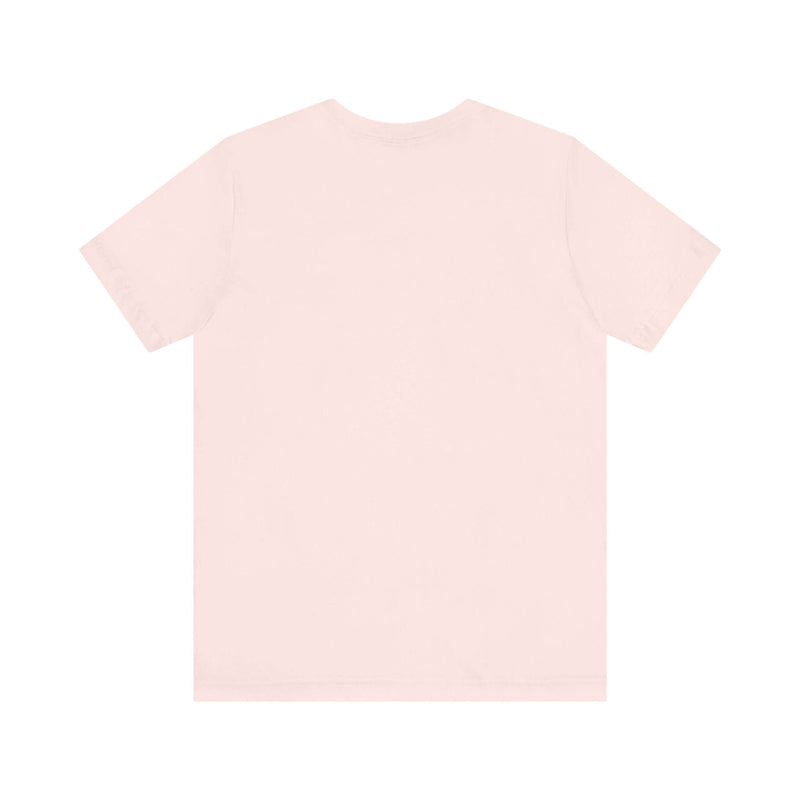 Soft pink graphic tee back view in organic cotton, unisex fit, perfect for beach lovers and dreamers.