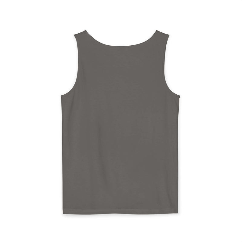 Surfboard Sunburst Pepper Gray Tank, 100% Ringspun Cotton, Relaxed Fit, Back View