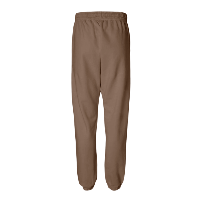 Espresso brown sweatpants with Salty Palm emblem, 100% ringspun cotton, relaxed fit, lightweight fleece, perfect for lounging.