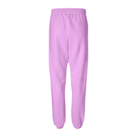 Neon violet emblem sweatpants with beachy charm, lightweight fleece, and relaxed fit, perfect for lounging or cozy nights.