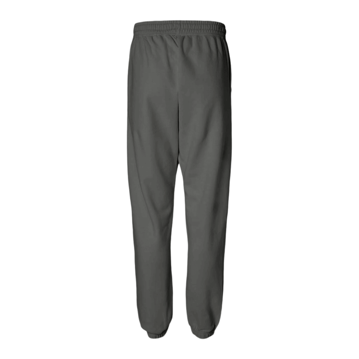 Pepper gray Salty Palm Emblem Sweatpants with relaxed fit and lightweight fleece, perfect for cozy lounging.